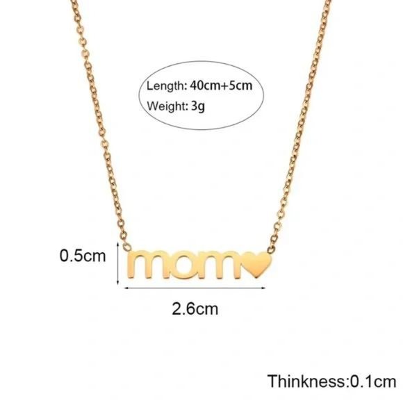 New 18K Gold Letter Mom Heart Pendant Necklace, NICE NECKLACE, CUTE NECKLACE - Picture 6 of 6